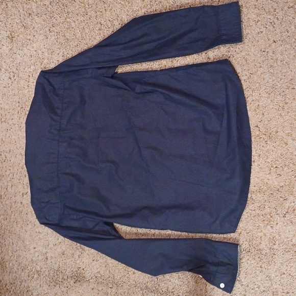 Jeansian Navy Contrast Stripe Button Down Dress Shirt - Picture 7 of 7